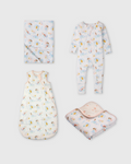 Loulou Lollipop Newborn Sleep Gift Bundle in Mermaids — front view on white background