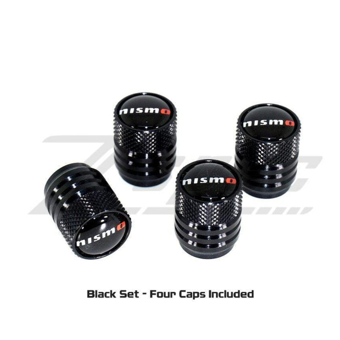 NISMO (Nissan) Tire Valve Stem Cap Set - Black - ZSPEC Design LLC - Hardware Fasteners - accessory, Nismo, Nissan, Tire - zspecdesign.com