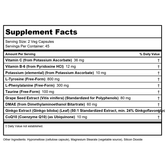 Now Foods True Focus 90 Vcaps - 0157 - 2 Pack - Supplement Facts panel