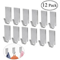 NUOLUX 12pcs Adhesive Stainless Steel Towel Hooks Towel Racks Wall Hooks for Kitchen Bathroom
