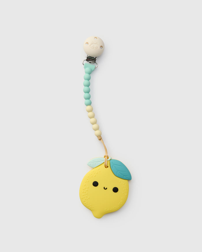 Loulou Lollipop FDA-compliant food-grade silicone teether Lemon — front view on white background