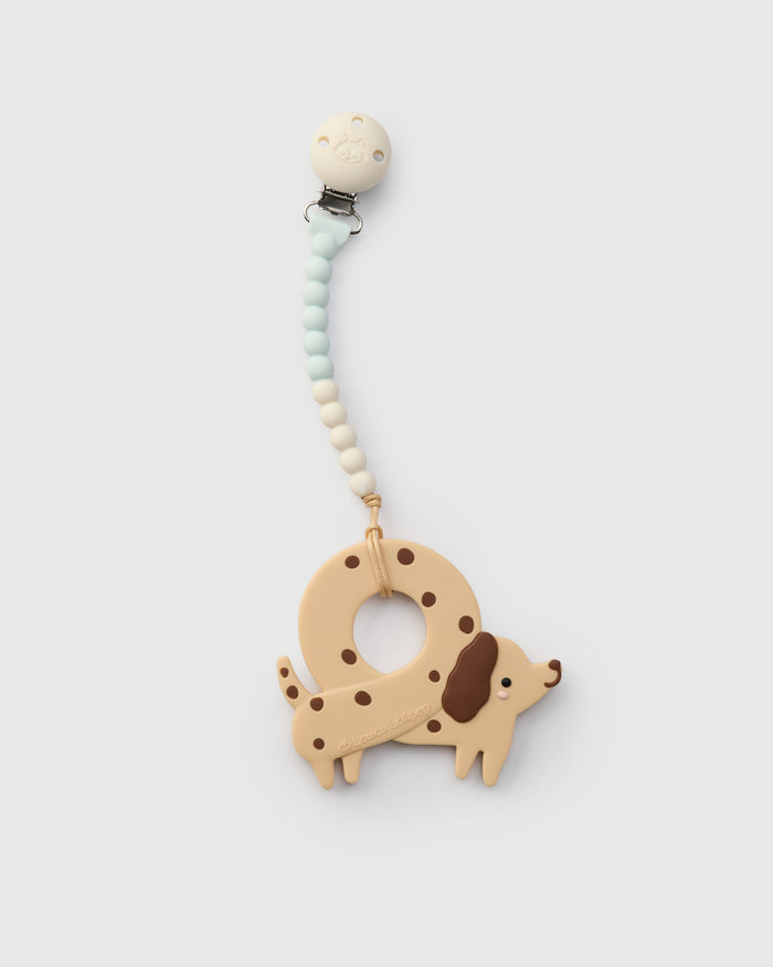 Loulou Lollipop FDA-compliant food-grade silicone teether Pretzel Dog — front view on white background