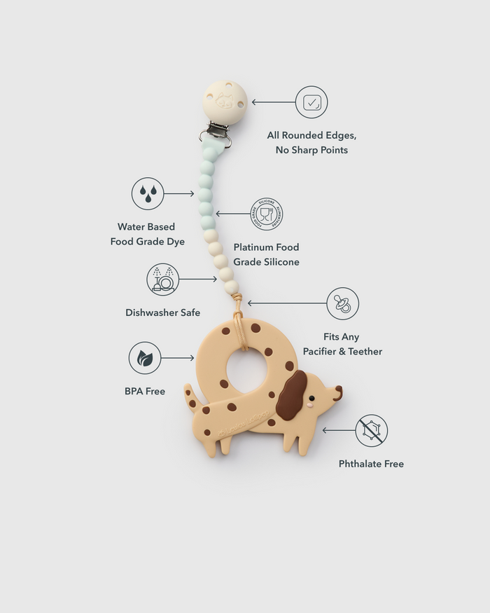 OneC™ Silicone Clip Teether Set - Pretzel Dog