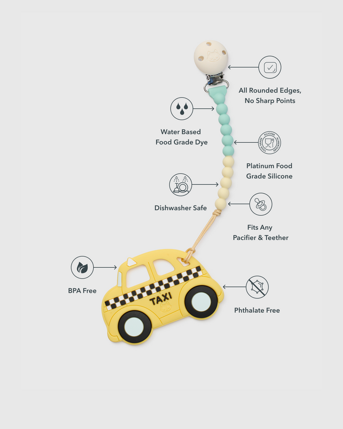 OneC™ Silicone Clip Teether Set - Yellow Taxi