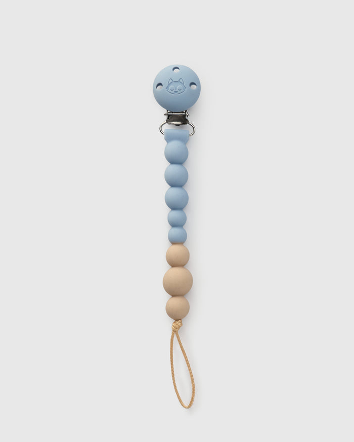 Loulou Lollipop FDA-compliant food-grade silicone pacifier clip blue fog - front view on white background