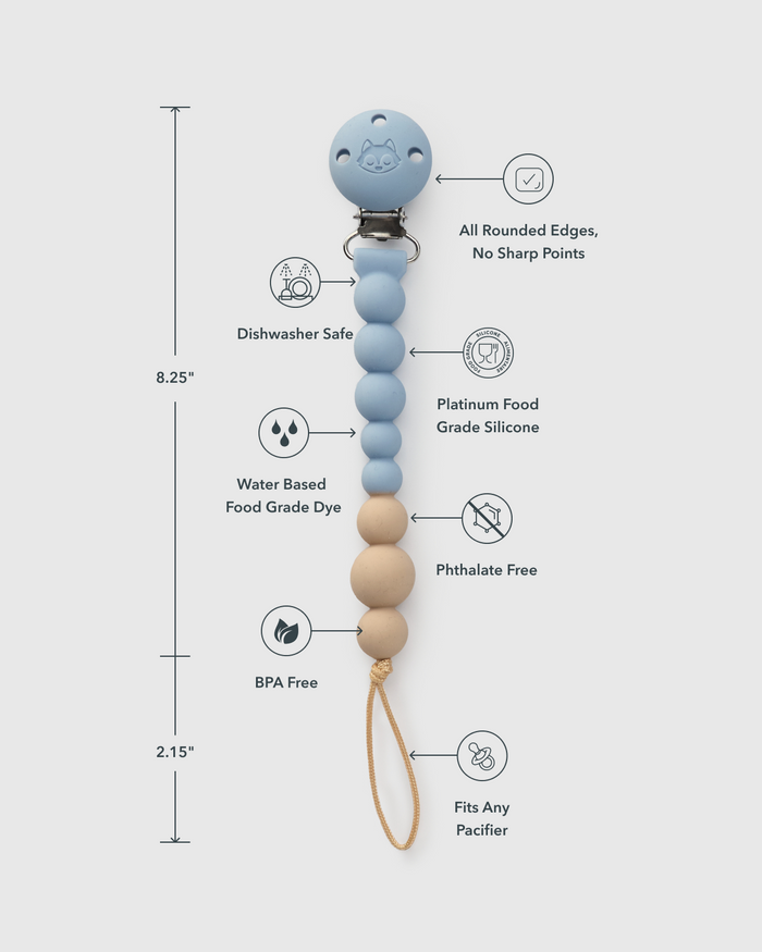 OneC™ Silicone Pacifier Clip - Blue Fog