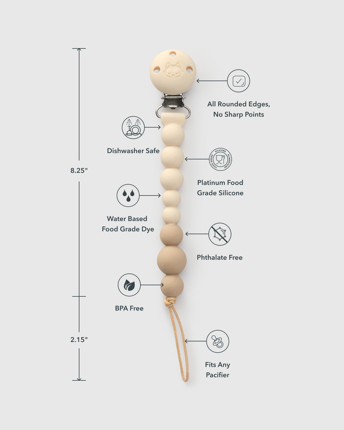 OneC™ Silicone Pacifier Clip - Coconut Milk