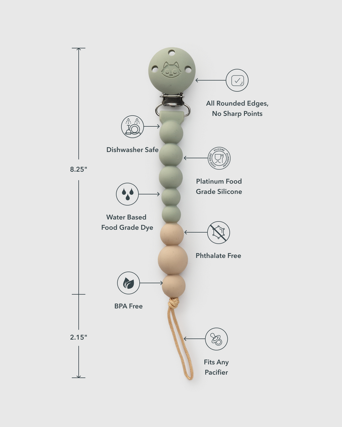 OneC™ Silicone Pacifier Clip - Sage Green