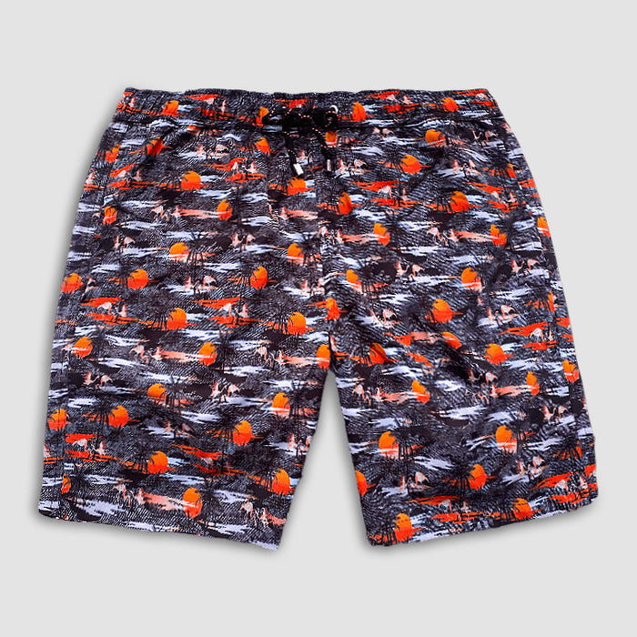 Orange Sunset and Pink Flamingo Swim Shorts