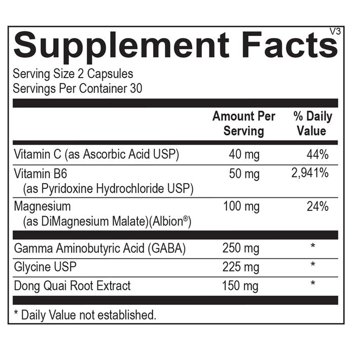 Ortho Molecular GABAnol 60 Capsules - Supplement Facts panel