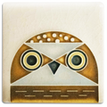 Owlet 3x3 art tile handmade by Motawi in Ann Arbor, Michigan.