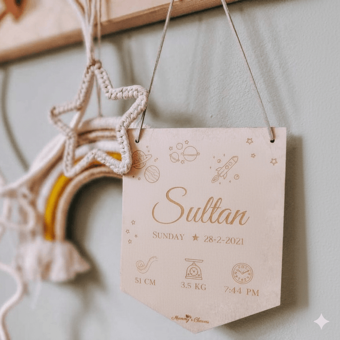 Personalized Baby Announcement Board – Newborn Name Sign