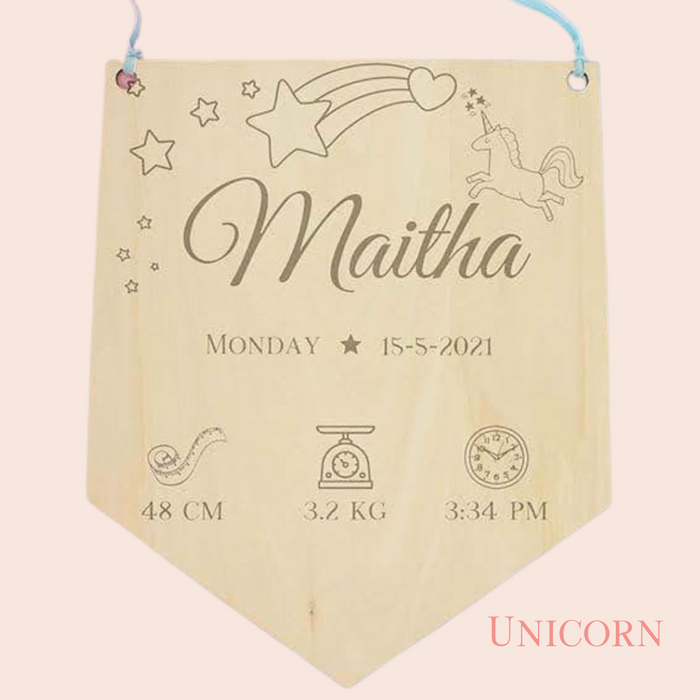 Personalized Baby Announcement Board – Newborn Name Sign