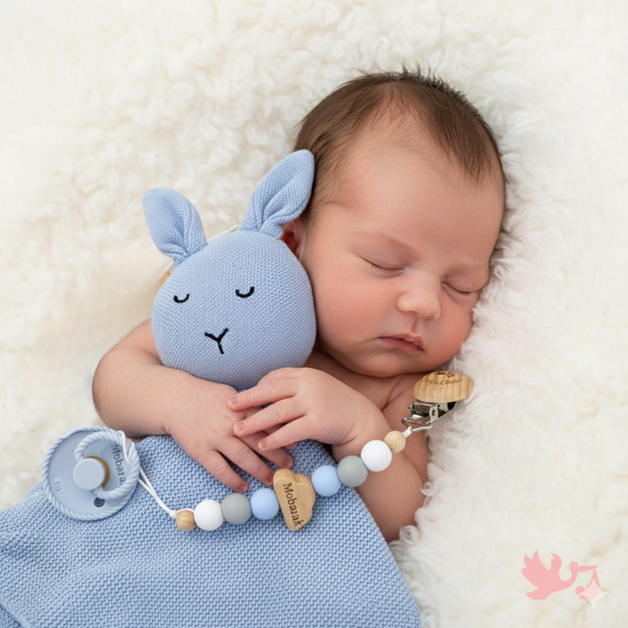 Personalized Baby Essentials Set – Hair Brush, Pacifier & Blanket Gift - baby shower gift bundle by Mommy's Charms
