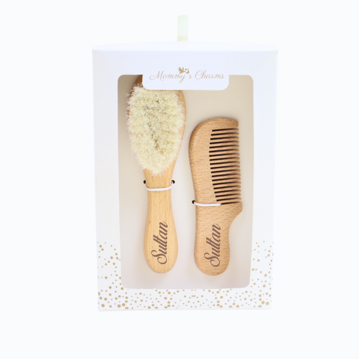 Personalized Baby Hair Brush Set – Engraved Name Grooming Kit