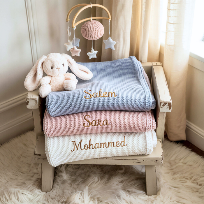 Personalized Baby Blanket & Bunny Comforter Set – Embroidered Name Soft Blanket - embroidered baby blanket by Mommy's Charms