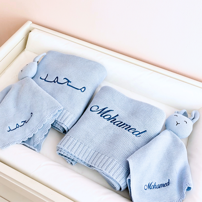 Personalized Baby Blanket & Bunny Comforter Set – Embroidered Name Soft Blanket - embroidered baby blanket by Mommy's Charms
