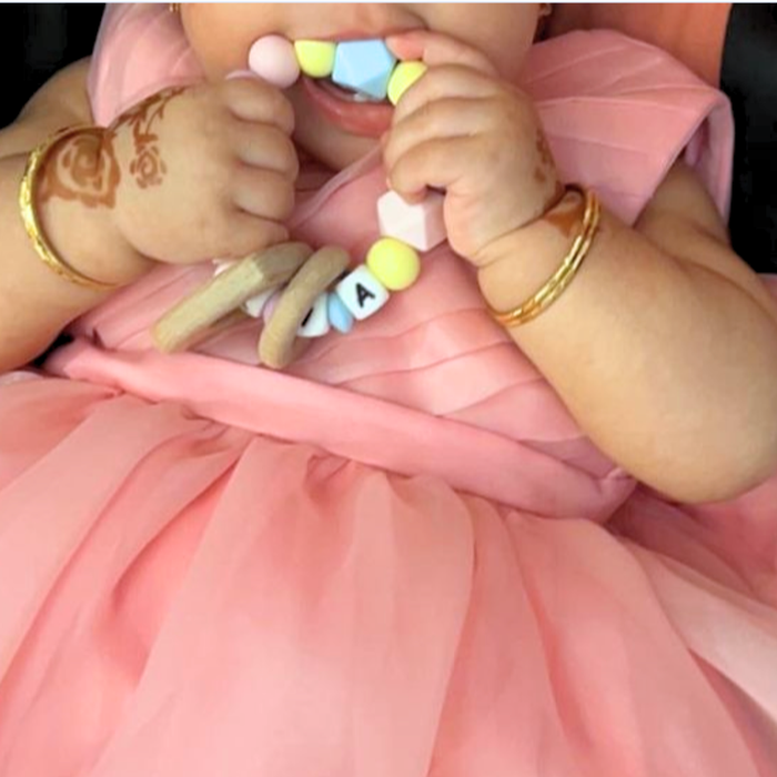 Personalized Baby Ring Rattle – Engraved Name Sensory Toy