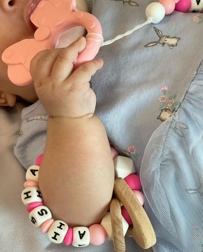Personalized Baby Ring Rattle – Engraved Name Sensory Toy