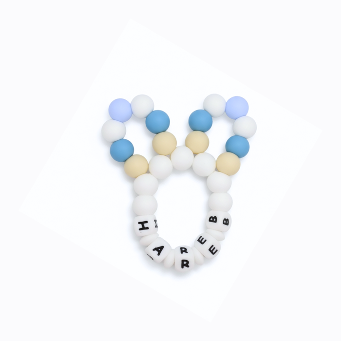 Personalized Bunny Ears Silicone Teether – Baby Teething Toy - silicone baby teether by Mommy's Charms