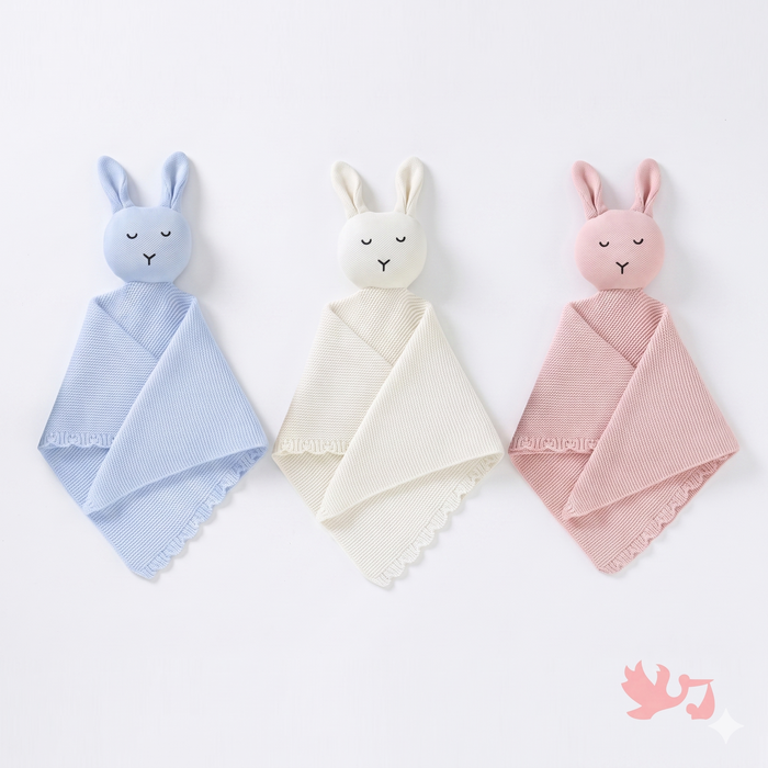 Personalized Bunny Knit Comforter, embroidered baby soft toy, by Mommy's Charms
