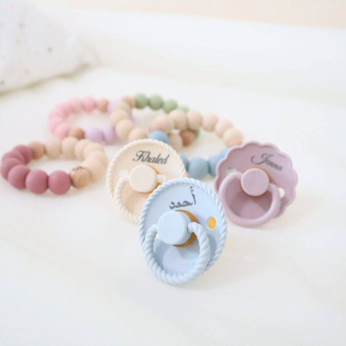 Personalized FRIGG Rope Latex Baby Pacifier – Engraved Name