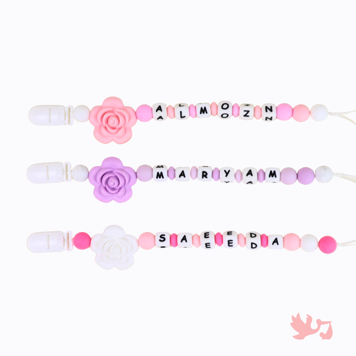Personalized Pacifier Clip in Cherry Blossom design by Mommy's Charms
