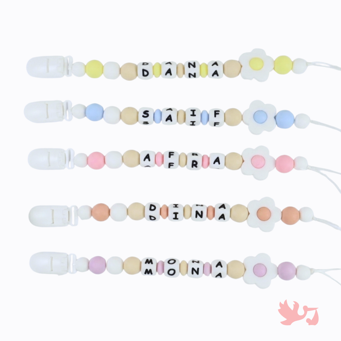 Personalized Pacifier Clip in Daisy design by Mommy's Charms