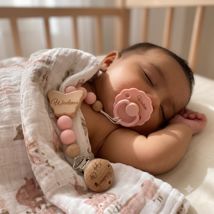 Personalized Pacifier Clip & FRIGG Set – Butterfly
