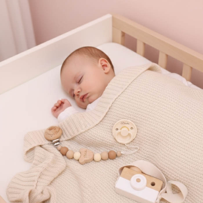 Personalized Pacifier Clip & FRIGG Set – Teddy Bear