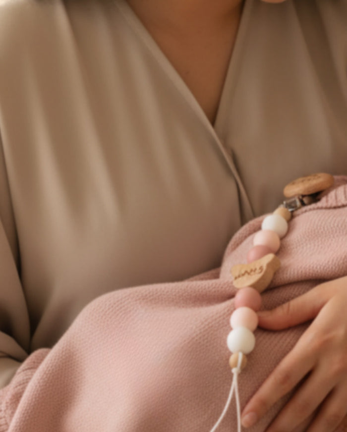 Personalized Pacifier Clip & FRIGG Set – Teddy Bear