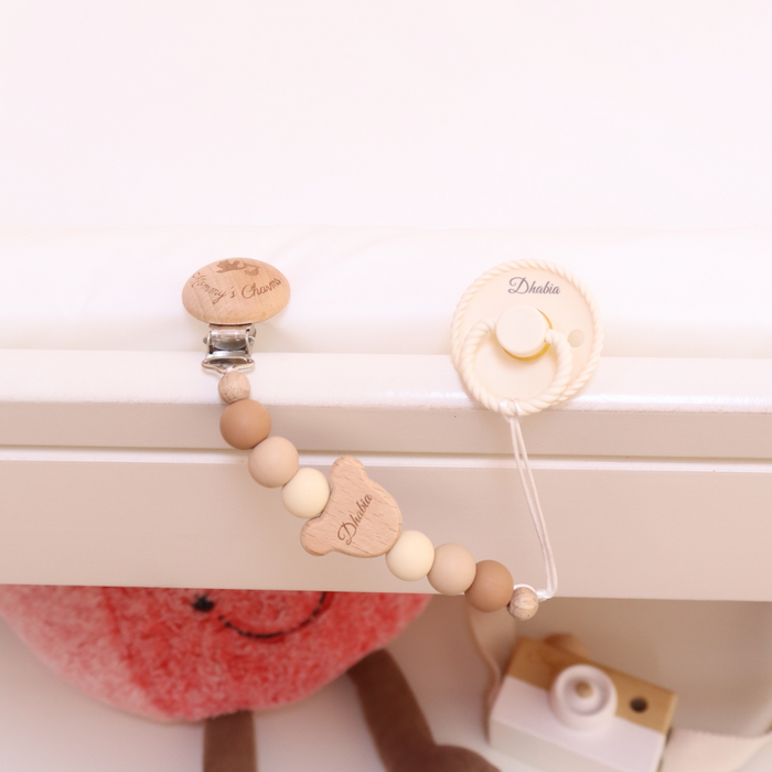 Personalized Pacifier Clip – Teddy Bear