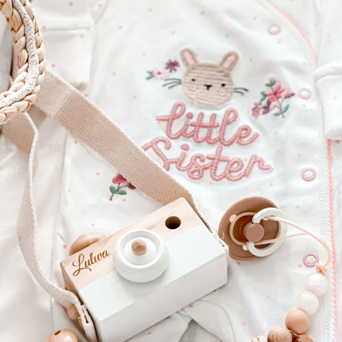 Personalized Wooden Baby Camera – Nursery Decor Keepsake