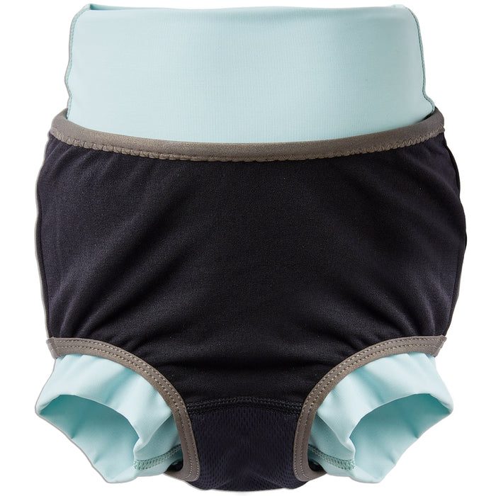 Reusable swim diaper in plain pistachio colour. Inside out.