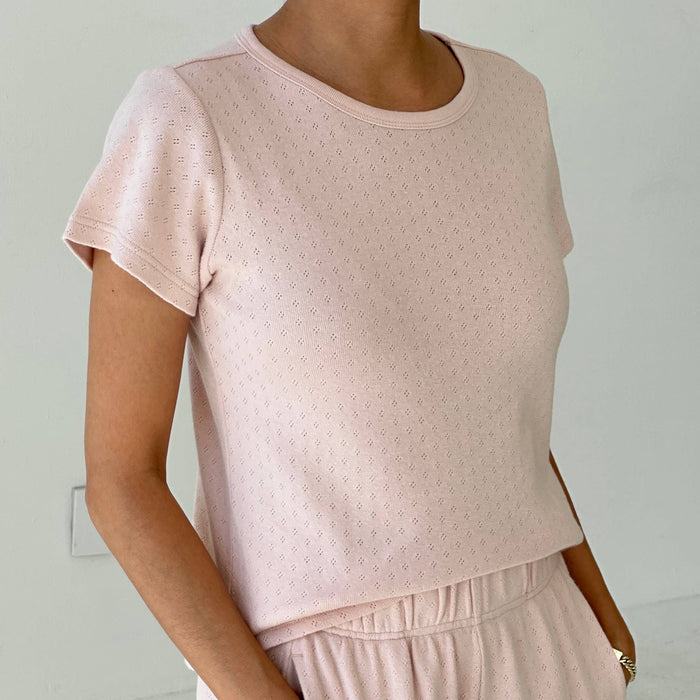 Pointelle Babe Tee in Pale and Neutral Tones