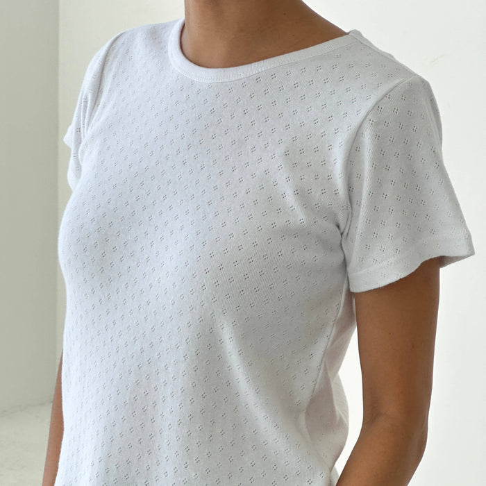 Pointelle Babe Tee in Pale and Neutral Tones