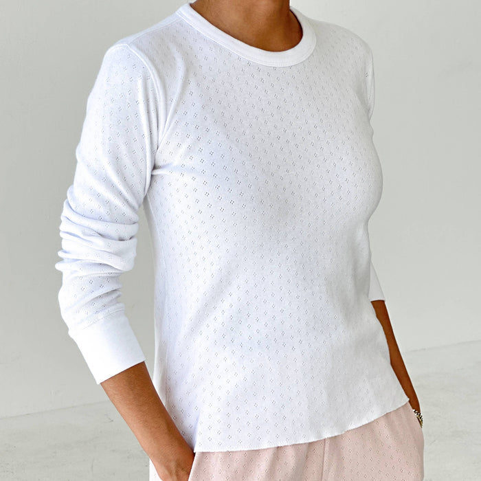 Pointelle Fundamental Tee in Pale and Neutral Tones