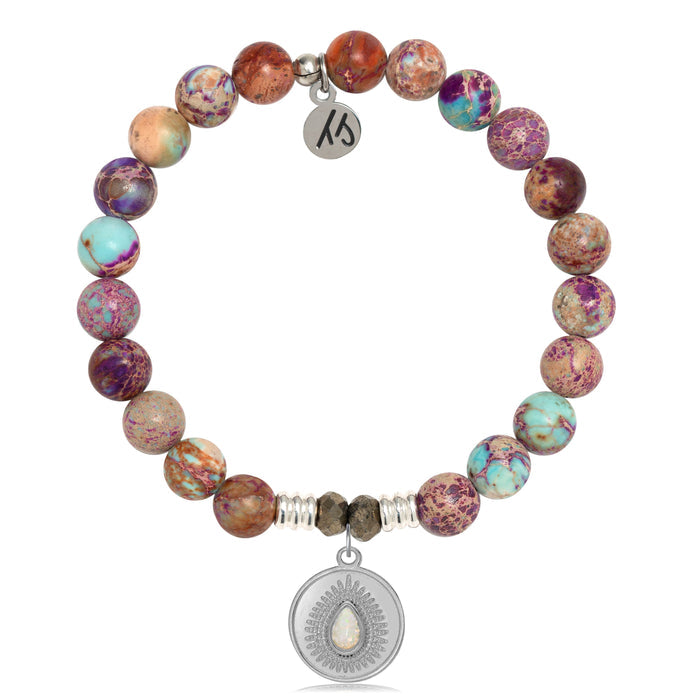 Purple Jasper Stone Bracelet with You're One of a Kind Sterling Silver Charm