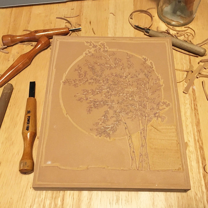 Radiant Birches Original Block Print