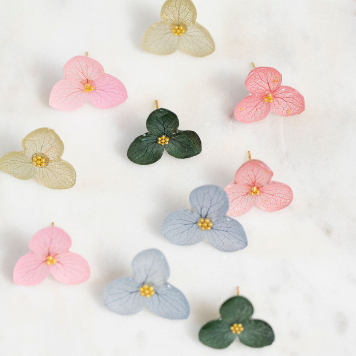 Real Flower Hydrangea Petal Handmade Studs