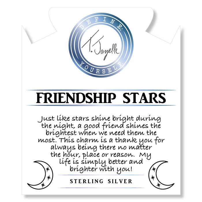 Red Jasper Stone Bracelet with Friendship Stars Sterling Silver Charm