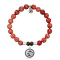 Red Jasper Stone Bracelet with Palm Tree Sterling Silver Charm
