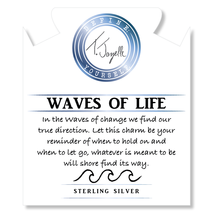 Red Jasper Stone Bracelet with Waves of Life Sterling Silver Charm
