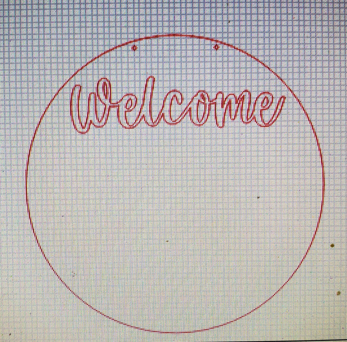 Round with Welcome to fit at top