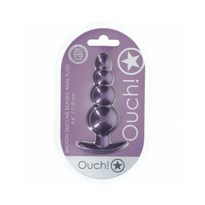 Ouch! Smooth Silicone Beaded Anal Plug - Butt