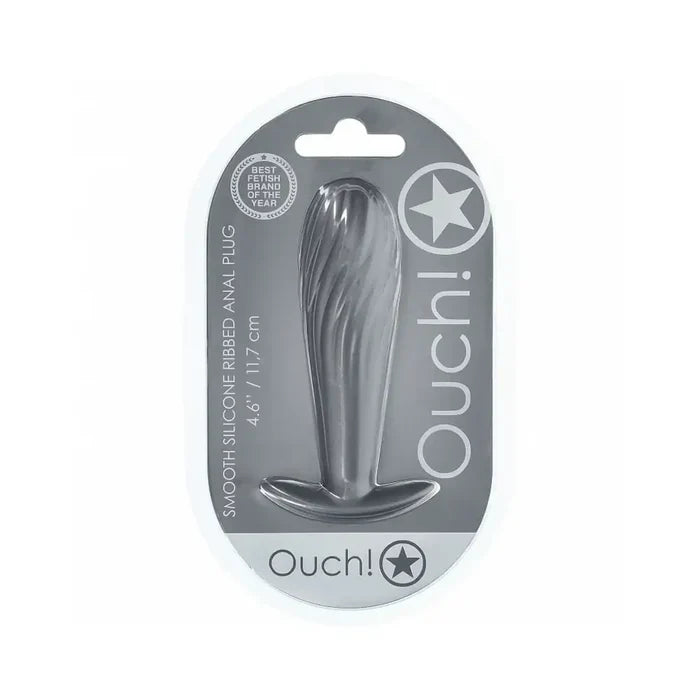 Ouch! Smooth Silicone Ribbed Anal Plug - Butt