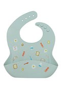 Loulou Lollipop FDA-compliant food-grade silicone baby bib in Breakfast Blue — front view on white background