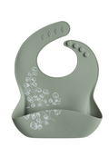 Loulou Lollipop FDA-compliant food-grade silicone baby bib in Fern — front view on white background