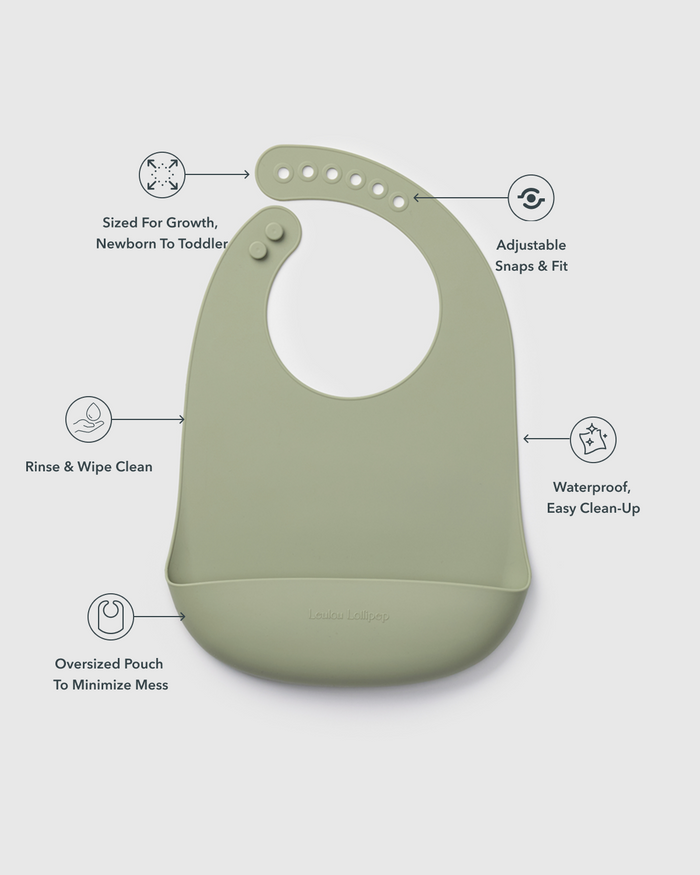 Silicone Bib - Silver Sage