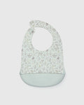 Loulou Lollipop FDA-compliant food-grade silicone baby bib in Hedgehog Forest — front view on white background